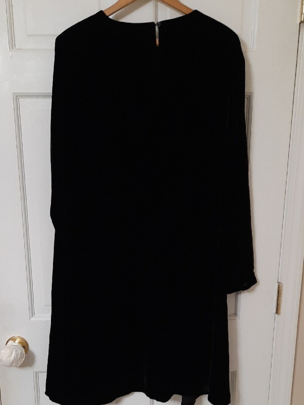 Eileen Fisher Black Velvet Long-Sleeve Shift Dress - Picture 8 of 11